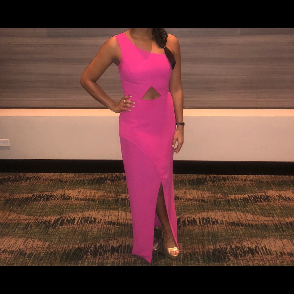 BCBG one shoulder gown
